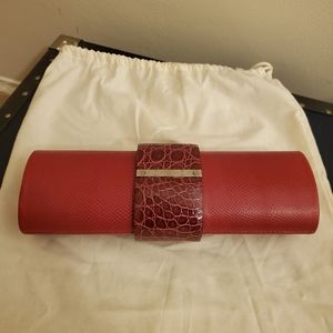 Baraboux Reema red karung and crocodile clutch